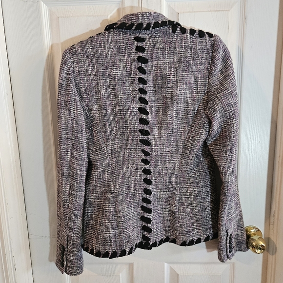 Veronica Beard Octavia Tweed Ribbon Edge Dickey Jacket Purple Black &Blazer Sz 4 - Picture 4 of 12